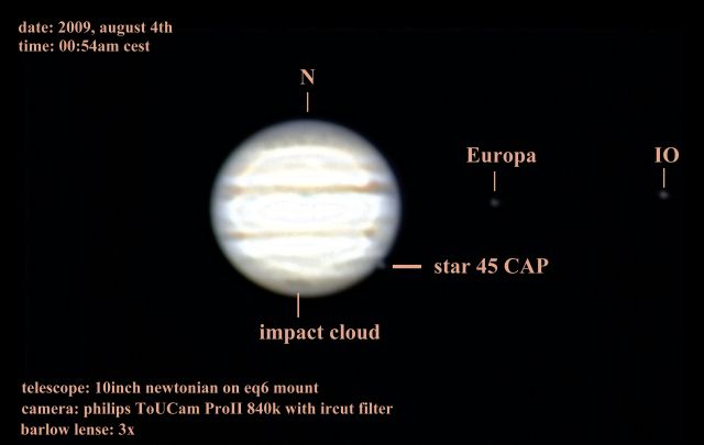 Jupiter on 2009, august 4th, observed in kleinfriesen - kfo48 Observatory.