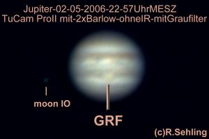 Jupiter am 02.05.2006, von der Terrasse unseres Hauses aus beobachtet.