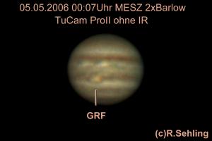 Jupiter am 05.05.2006, von der Terrasse unseres Hauses aus beobachtet.