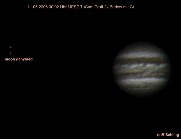 Jupiter am 11.05.2006, von der Terrasse unseres Hauses aus beobachtet.
