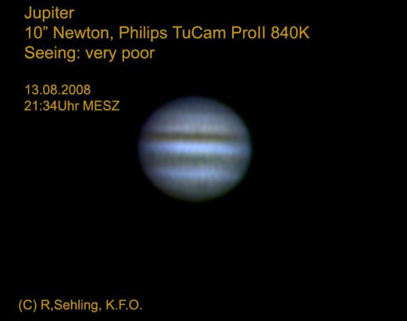 Jupiter in august 2008, observed in kleinfriesen.