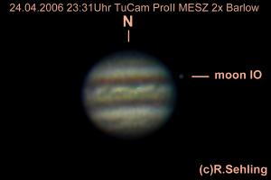 Jupiter am 24.04.2006, von der Terrasse unseres Hauses aus beobachtet.