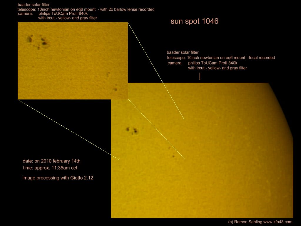 sun spot 1046 on the right site of the sun - on 2010 february 14th