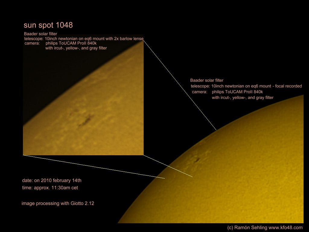 sun spot 1048 on the left site of the sun - on 2010 february 14th